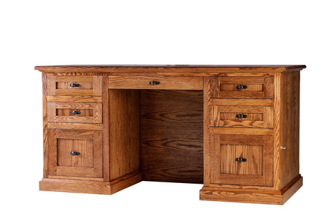 Forest Designs Mission Oak Executive Double Pedestal Desk: 60W x 30H x 28D