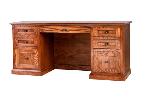 Forest Designs Mission Oak Writing Desk: 66W x 30H x 24D with Double Pedestal