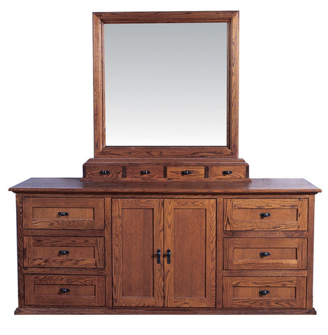 Forest Designs Mission Nine Drawer Dresser & Plain Mirror: 72W X 43H X 18D