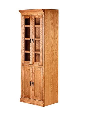 Forest Designs Mission Bookcase w/ Full Glass Doors: 24W X 18D Choose Your Height (Black Knobs)