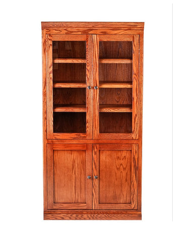 Forest Designs Mission Bookcase w/ Full Glass Doors: 36W X 18D Choose Your Height (Black Knobs)