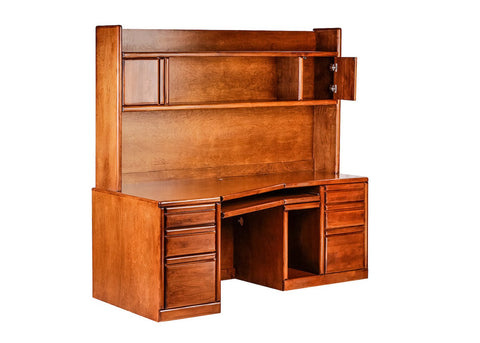 Forest Designs Bullnose Angled Computer Desk & Hutch: 74W X 71H X 35D