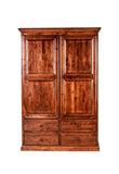 Forest Designs Traditional Wardrobe: 48W X 72H X 18D w/ Four Drawers & Center Divider (Black Knobs)