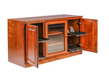 Forest Designs Traditional Alder TV Stand with Media Storage and V-Groove Glass: 56W x 30H x 18D
