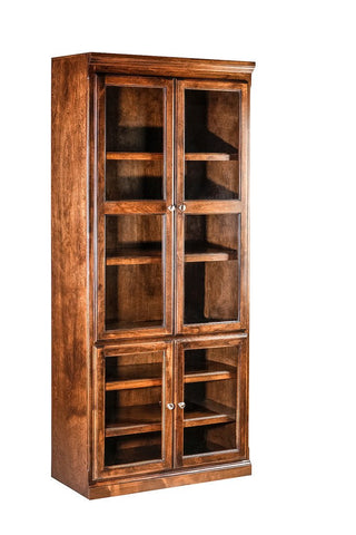 Forest Designs Traditional Alder Bookcase w/ Full Glass Doors: 36W X 18D Choose Your Height